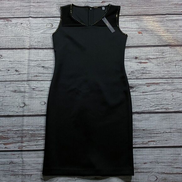 T Tahari Womens Dress sz S new nwt $98 Black Illusion Studded Scuba Stretch o507 - Picture 5 of 12
